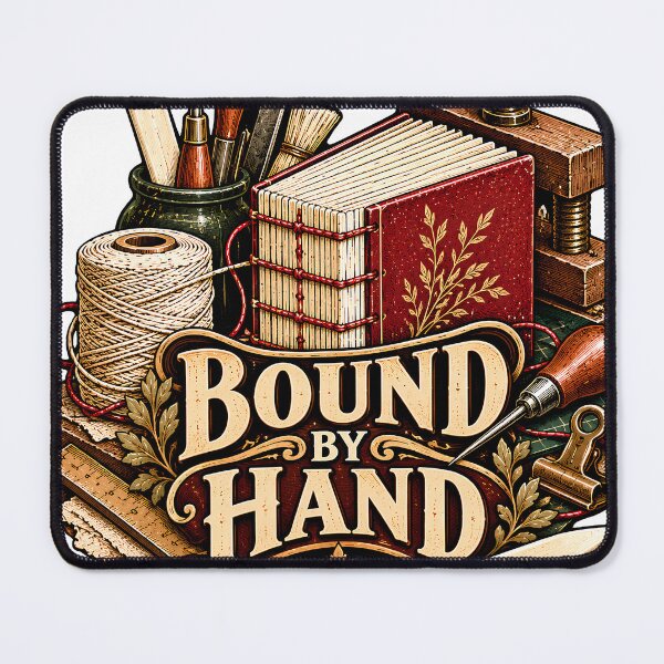 Item preview, Vintage Bound by Hand Bookbinding Illustration designed and sold by MysticCanvasAi.