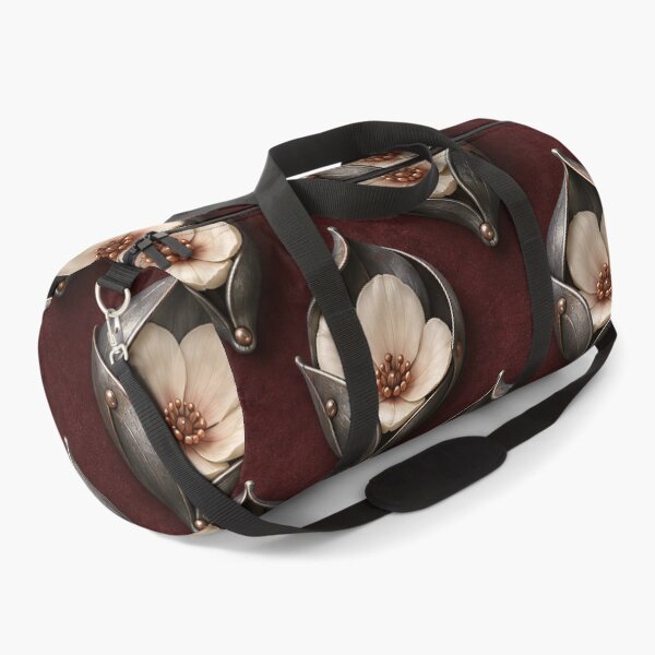 Item preview, Ivory Flowers in Dark Metal Pods – Burgundy Botanical Pattern designed and sold by Kaleidoscope Print.