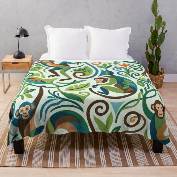 Item preview, Playful Tropical Jungle Monkeys Seamless Pattern designed and sold by lungpleecha.