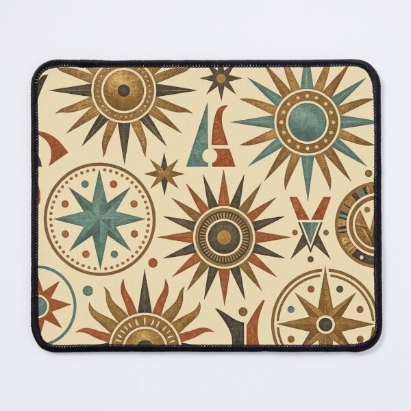 Item preview, Ancient Sun & Star Celestial Pattern | Mid Century Celestial Art designed and sold by Dogandesighn.