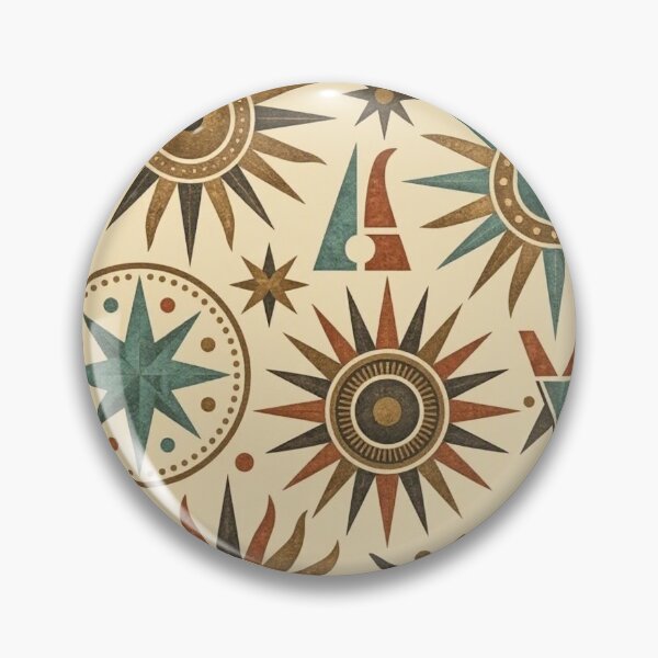 Item preview, Ancient Sun & Star Celestial Pattern | Mid Century Celestial Art designed and sold by Dogandesighn.