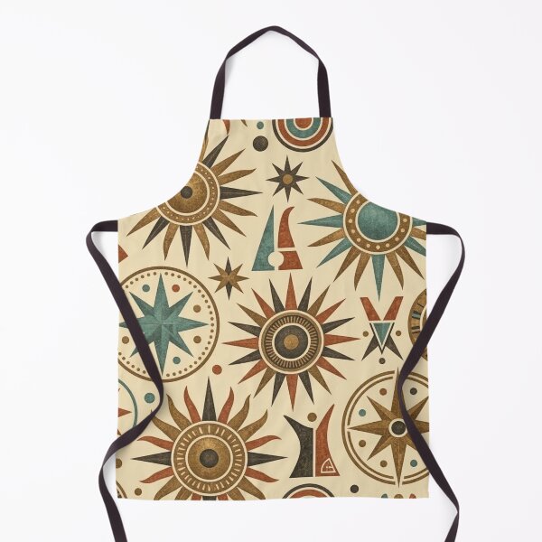 Item preview, Ancient Sun & Star Celestial Pattern | Mid Century Celestial Art designed and sold by Dogandesighn.