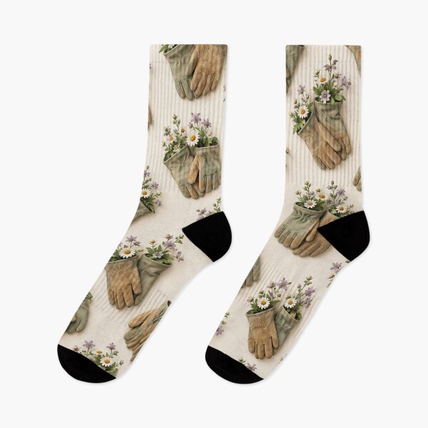 Item preview, Gardening Gloves Filled with Wildflowers – Cottage Garden Pattern designed and sold by Kaleidoscope Print.