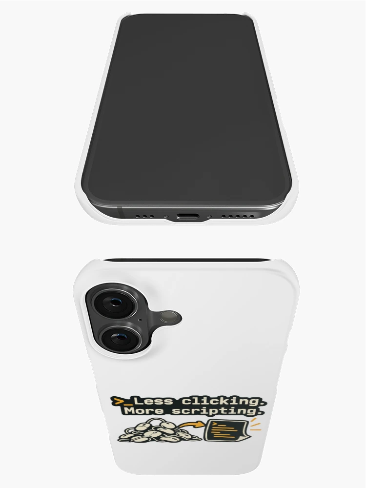 Thumbnail 3 of 4, iPhone Case, Less Clicking More Scripting Shell Automation Graphic designed and sold by ThreadQuirk.