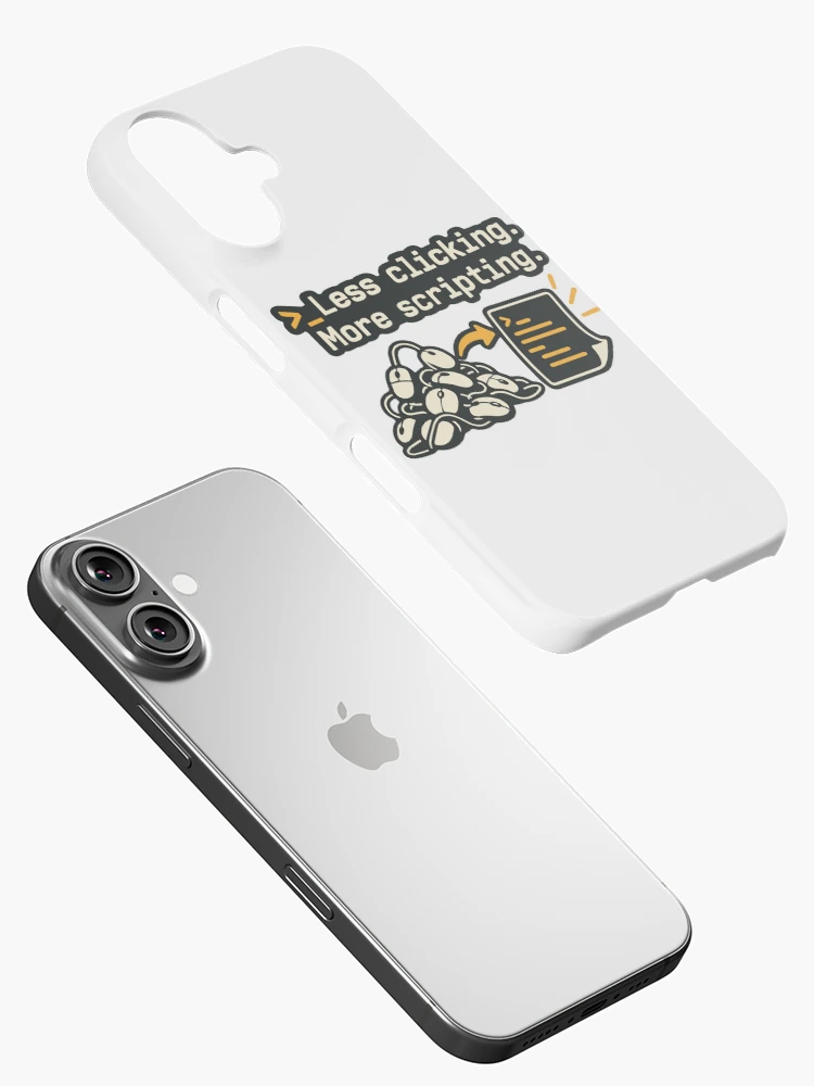 Thumbnail 2 of 4, iPhone Case, Less Clicking More Scripting Shell Automation Graphic designed and sold by ThreadQuirk.