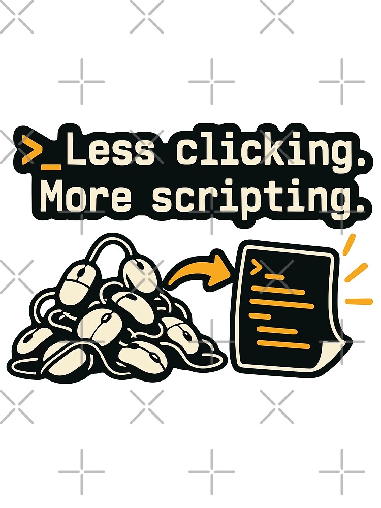Thumbnail 3 of 3, Scarf, Less Clicking More Scripting Shell Automation Graphic designed and sold by ThreadQuirk.