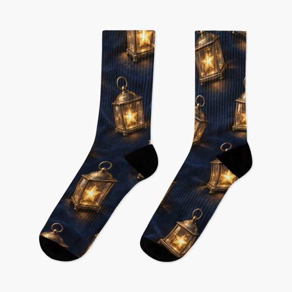 Item preview, Glowing Star Lanterns on Midnight Velvet – Magical Celestial Pattern designed and sold by Kaleidoscope Print.