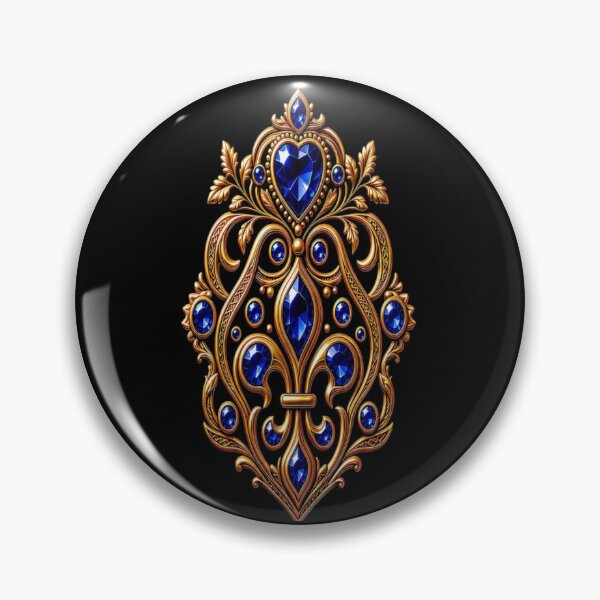 Item preview, Royal Sapphire Heart Shield - Baroque Gold Blue Galactic Crest designed and sold by Breezes-of-Ida.