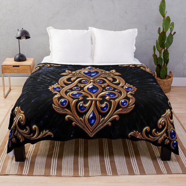 Item preview, Royal Sapphire Heart Shield - Baroque Gold Blue Galactic Crest designed and sold by Breezes-of-Ida.