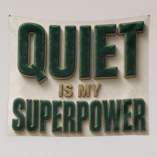 Aperçu de l'œuvre Le calme est mon super-pouvoir – Citation typographique sur l'introversion créée et vendue par Kaleidoscope Print.