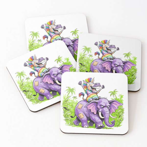 Item preview, Happy Rainbow Zebra Unicorn Riding Tattered Old Purple Elephant designed and sold by vivendulies.