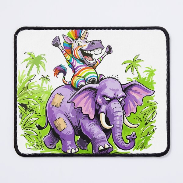 Item preview, Happy Rainbow Zebra Unicorn Riding Tattered Old Purple Elephant designed and sold by vivendulies.