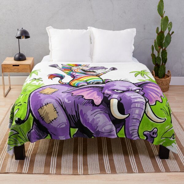 Item preview, Happy Rainbow Zebra Unicorn Riding Tattered Old Purple Elephant designed and sold by vivendulies.