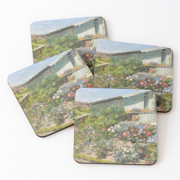 Artikelvorschau, French garden, Jardin en Fleurs (Garden in Bloom) landscape floral wall decor painting by Robert William Vonnoh entworfen und verkauft von Jéanpaul Ferro.