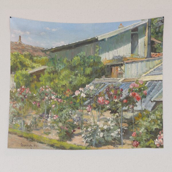 Item preview, French garden, Jardin en Fleurs (Garden in Bloom) landscape floral wall decor painting by Robert William Vonnoh designed and sold by Jéanpaul  Ferro.