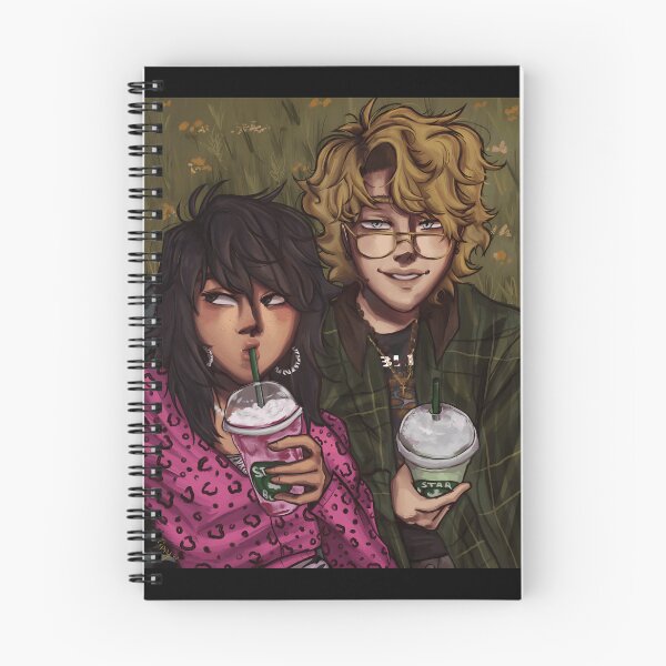 Item preview, Anime Style Couple Drinking Iced Coffee Illustration designed and sold by Fibi-studio.