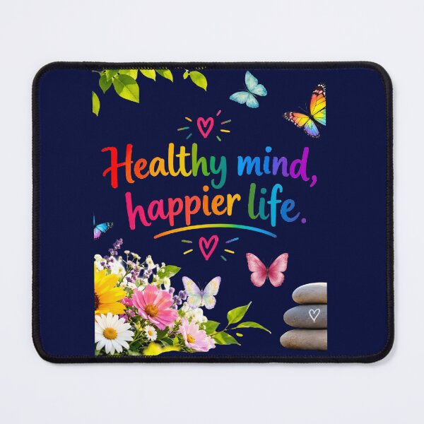 Item preview, Healthy Mind, Happier Life Mind & wellness quote designed and sold by Brewgoodness.