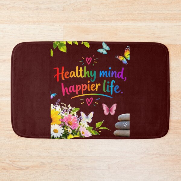Item preview, Healthy Mind, Happier Life Mind & wellness quote designed and sold by Brewgoodness.