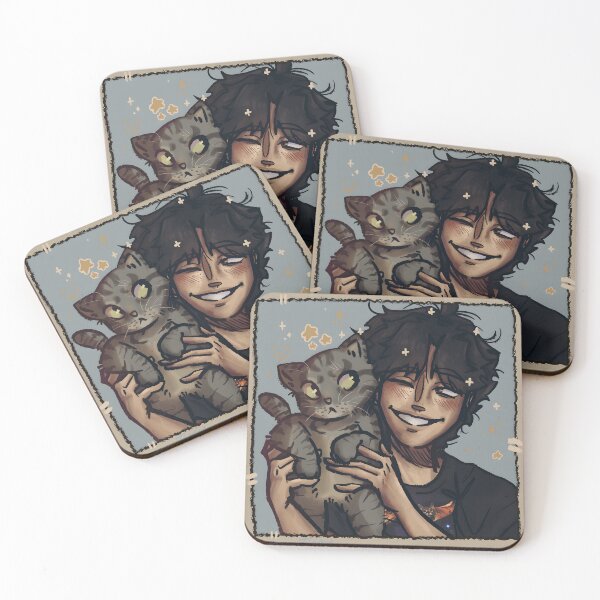 Item preview, Cartoon Boy Holding a Gray Tabby Cat Illustration designed and sold by Fibi-studio.