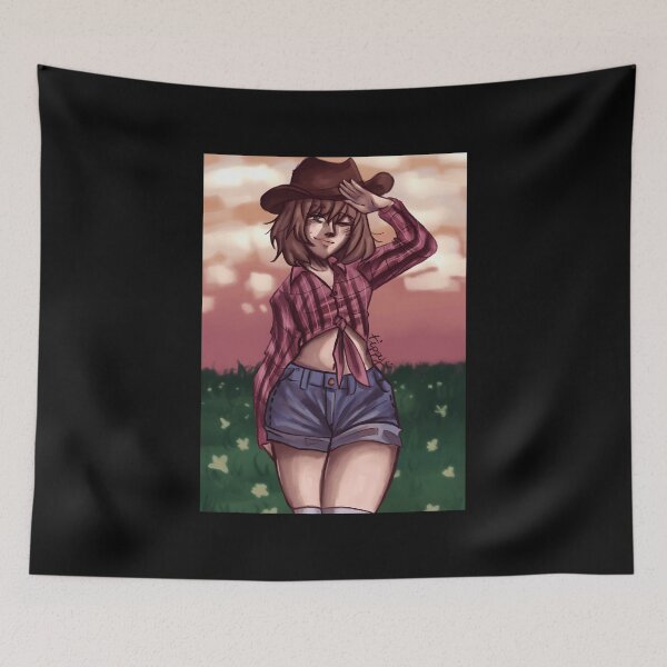 Item preview, Cowgirl in Sunset Field Digital Illustration designed and sold by Fibi-studio.