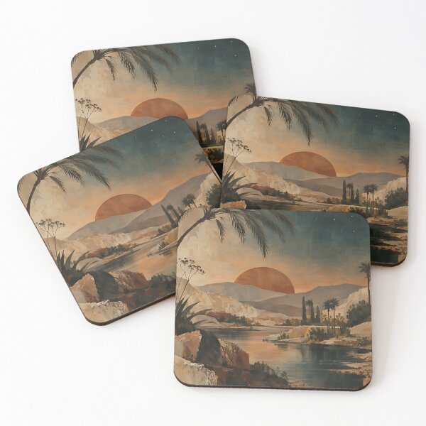 Item preview, Desert Oasis At Twilight: Sun & Crescent Moon Landscape designed and sold by Where to buy.