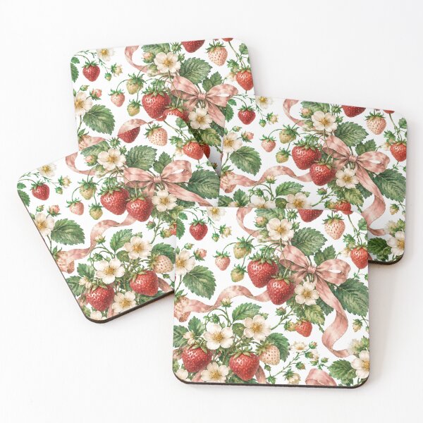 Item preview, Coquette Strawberry Garden Pink Bows and Blossoms designed and sold by KokoDeez.