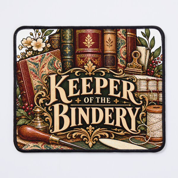 Item preview, Vintage Keeper of the Bindery Book Arts designed and sold by MysticCanvasAi.