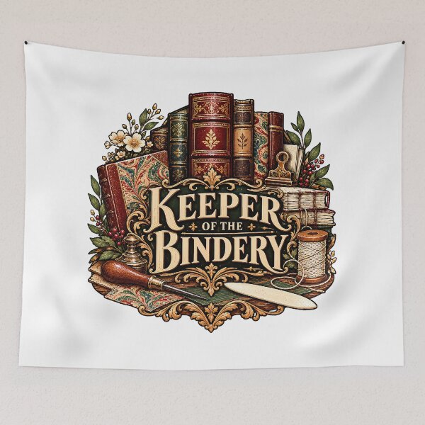 Item preview, Vintage Keeper of the Bindery Book Arts designed and sold by MysticCanvasAi.
