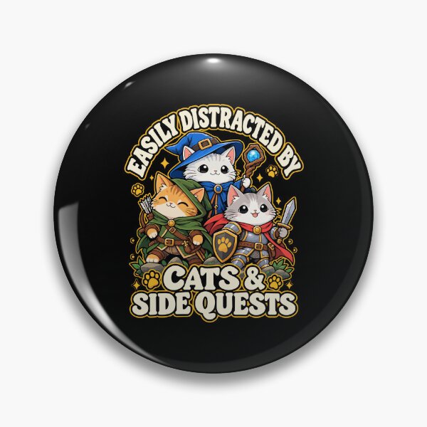 Artikelvorschau, Easily Distracted by Cats and Side Quests Fantasy RPG Design entworfen und verkauft von stmpdwrld.