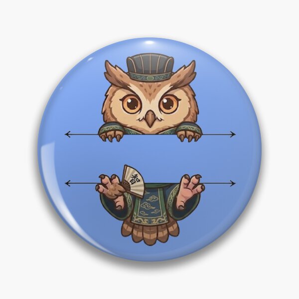 Item preview, Wise Scholar Owl Peeking - Cute Chinese Sage Owl designed and sold by PetalsPaws.