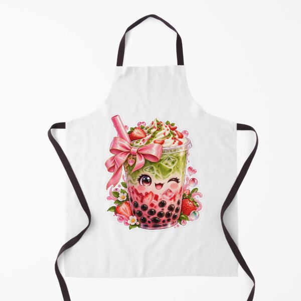 Item preview, Cute Strawberry Matcha Boba Tea Sticker – Kawaii Pink Bow Drink designed and sold by CoquetteLunaCo.
