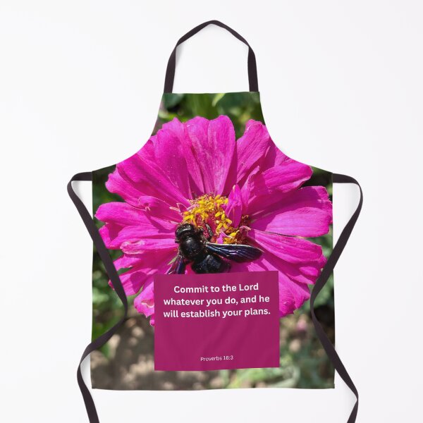 Item preview, Proverbs 16:3 bee on pink flower background designed and sold by happytraveller1.