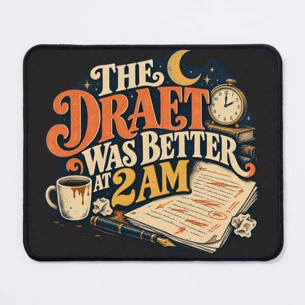 Item preview, The Draft Was Better at 2 AM – Funny Night Writer Design designed and sold by Golden Era Studio.