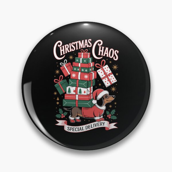 Item preview, Christmas Chaos Special Delivery – Funny Dachshund Presents Art designed and sold by jkrphoto.