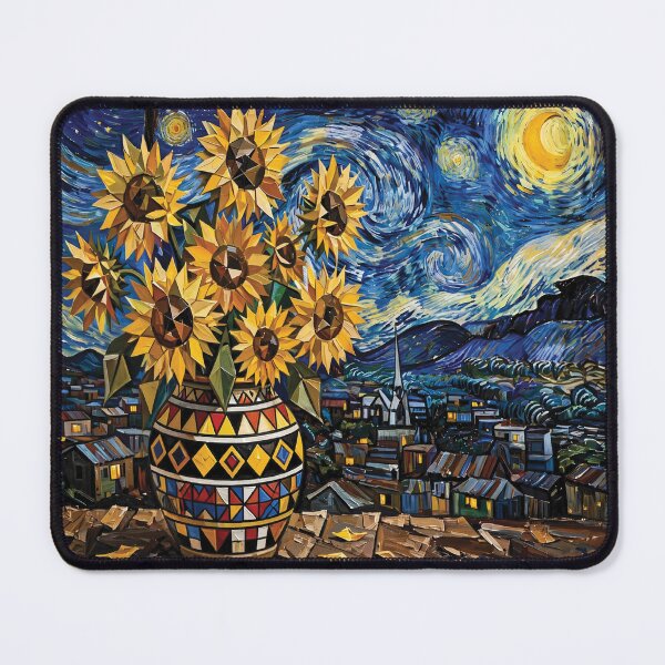 Item preview, Van Gogh Starry Night Sunflowers in African Ndebele Vase Art designed and sold by EishApparel.