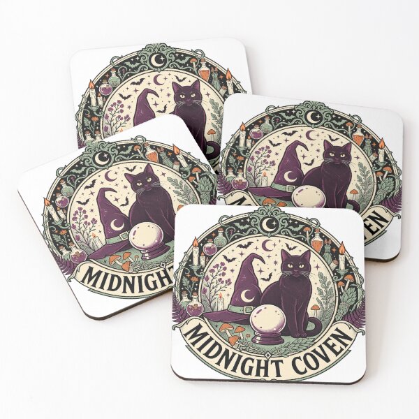 Item preview, Midnight Coven Black Cat Witch Hat Crystal Ball Gothic Halloween Design designed and sold by Roslet.
