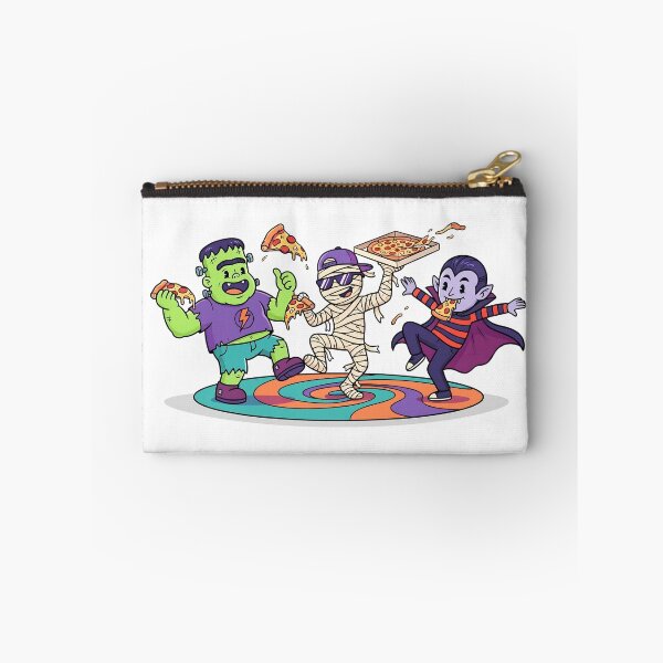 Item preview, Cute Monster Party Eating Pizza Halloween Cartoon Art designed and sold by ArtLabCreations.