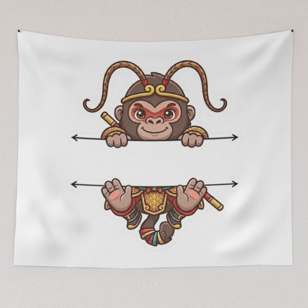 Item preview, Cute Monkey King Blank Banner Sun Wukong Name Frame designed and sold by PetalsPaws.