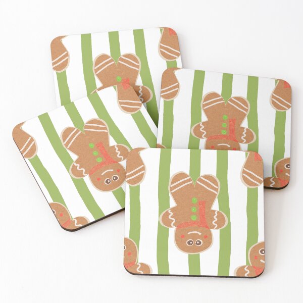 Item preview, Gingerberad man green stripes designed and sold by Anne Londez Studio.