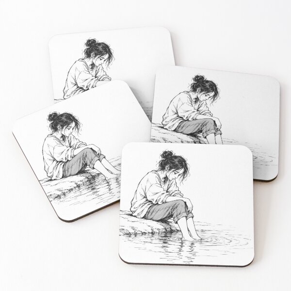 Item preview, Young Woman Sitting Alone by Water Edge designed and sold by Maria Dryfhout.