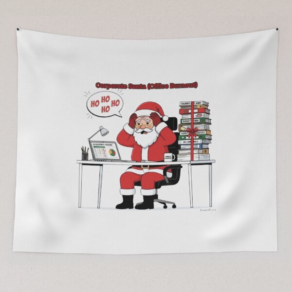Item preview, Funny Corporate Santa Claus Working From Home Office Burnout designed and sold by SmartPuns.