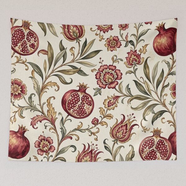 Item preview, Traditional Turkish Pomegranate & Tulip Pattern | Ottoman Vintage Botanical Art designed and sold by Dogandesighn.