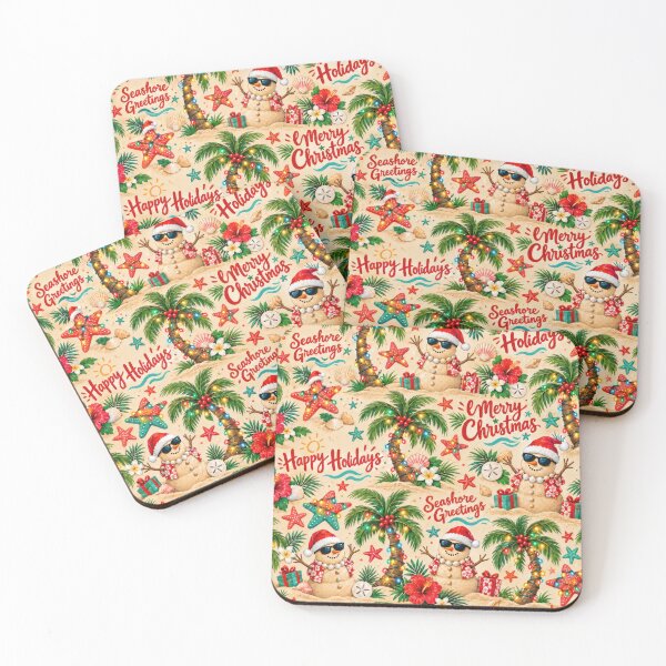 Item preview, Tropical Christmas Palm Trees and Sand Snowmen designed and sold by Maria Dryfhout.