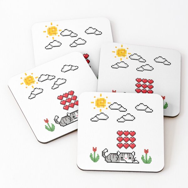 Item preview, Cute Pixel Art Tabby Cat with Hearts and Sunshine designed and sold by Andreora.
