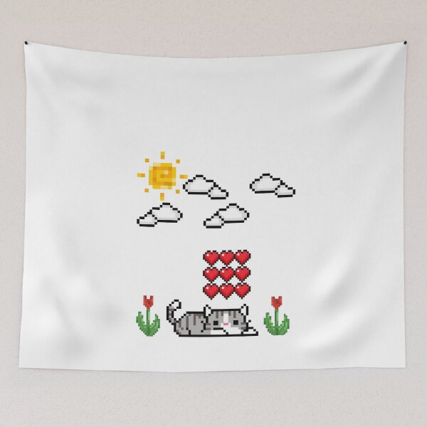 Item preview, Cute Pixel Art Tabby Cat with Hearts and Sunshine designed and sold by Andreora.