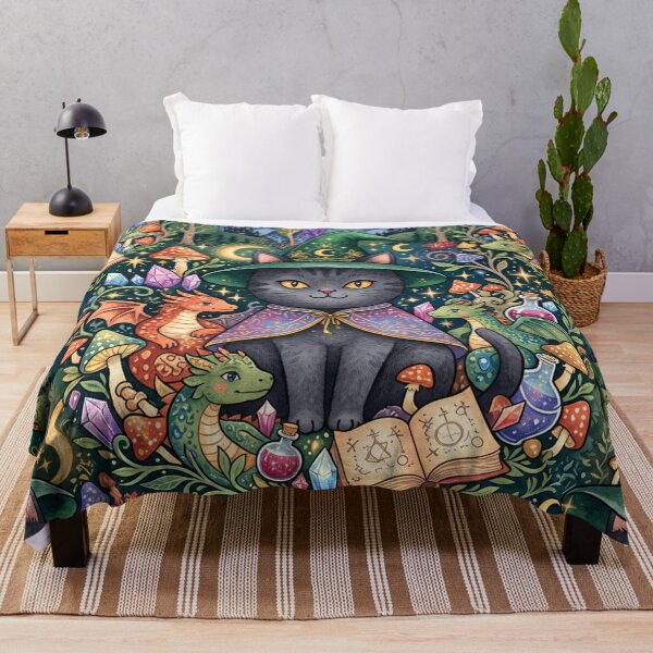 Item preview, Enchanted Wizard Cat Fantasy Forest designed and sold by Iampoji.