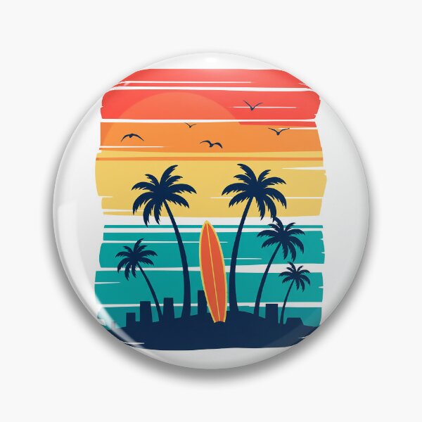 Item preview, Retro Beach Sunset with Palm Trees and Surfboard designed and sold by RICAMTP.