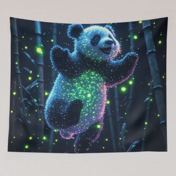 Item preview, Glowing Panda Cute Fantasy Animal Magical Bamboo Forest Art designed and sold by FusionCipher.