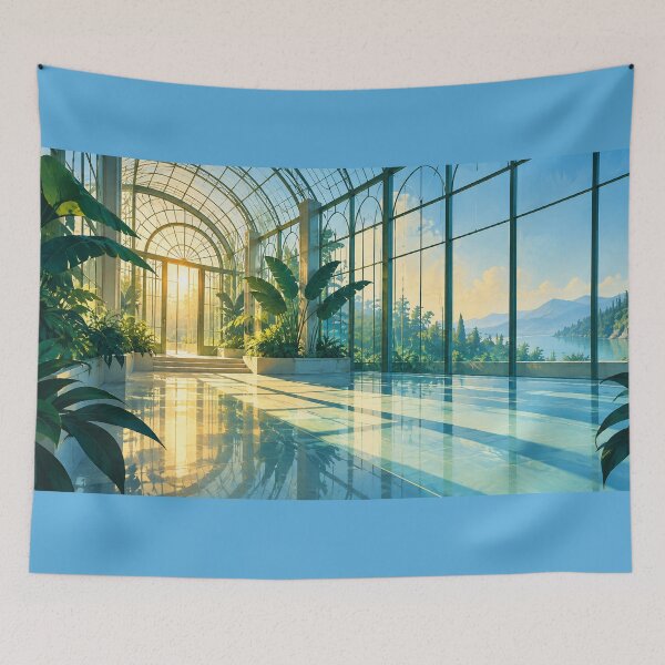 Item preview, Sunlit Glasshouse – Botanical Conservatory Desk Mat with Tropical Plants designed and sold by astersgraphics.