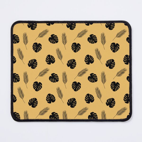 Item preview, Black Tropical Leaves on Mustard Yellow – Minimalist Jungle Pattern designed and sold by ArtFairy38.